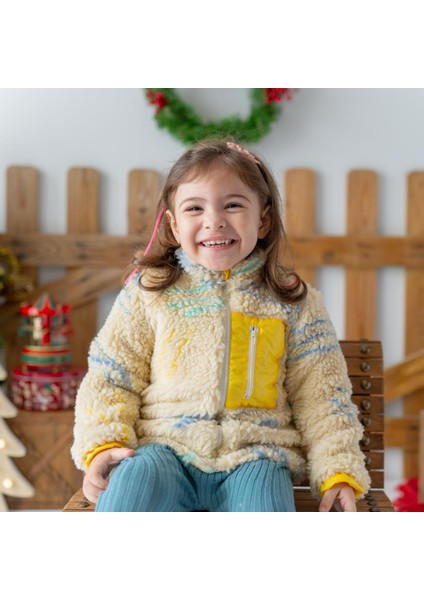 Suni Kürklü Çocuk Montu Çizgili Desen modelleri