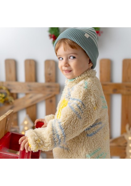 Suni Kürklü Çocuk Montu Çizgili Desen indirimleri