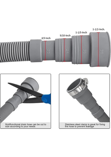 Tahliye Hortumu Uzatma Seti Üniversal Çamaşır Makinesi Hortumu 10FT, Braket Dahil Hortum Bağlantısı ve Hortum Kelepçeleri Tahliye Hortumları (Yurt Dışından)