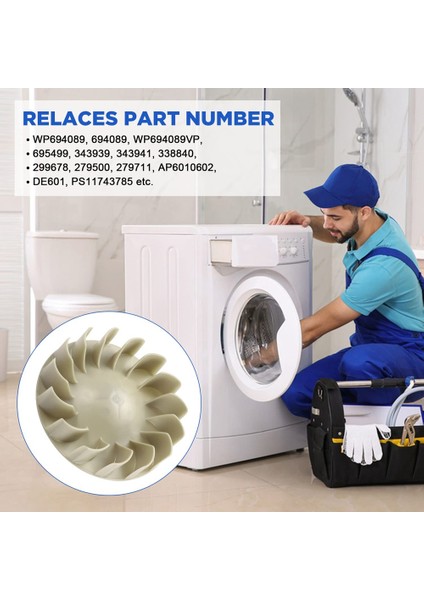 694089 Kurutucu Üfleyici Çarkı, Çoğu Kurutucuyla Uyumlu Yedek Kurutucu Üfleyici DÜZENEĞI-PS11743785'IN Yerine Geçer 279500 (Yurt Dışından)