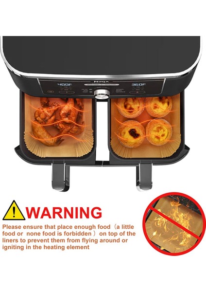 50 Adet Dikdörtgen Tek Kullanımlık Airfryer Pişirme Kağıdı Astar Yapışmaz Pişirme Mat Ninja Foodi Hava Fritöz Aksesuarları (Yurt Dışından) fiyatları