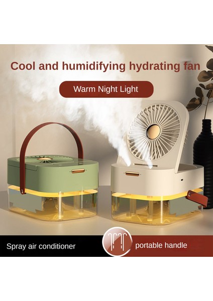 Yeni Nemlendirici Su Buharlı Vantilatör Taşınabilir Fan Hava Soğutucu USB Fan Masaüstü Vantilatör Gece Lambası ile Yaz Ev Aletleri Yeşil (Yurt Dışından)