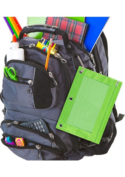 8'li Paket 3'lü Halkalı Kalem Kesesi, Kese Bağlayıcı, Çok Renkli, Kalem Kutusu, Şeffaf Pencere, Okul Malzemeleri Için, Ofis Malzemeleri (Yurt Dışından) fırsatları