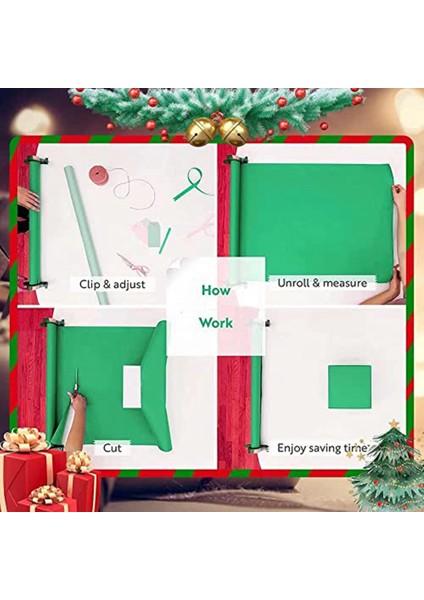 2 Adet Bant Tutucu Noel Ambalaj Kağıdı Masa Kelepçesi - Masa Üstü Hediye Paketleme Aracı, Noel Ambalaj Bandı Dağıtıcı (Yurt Dışından)