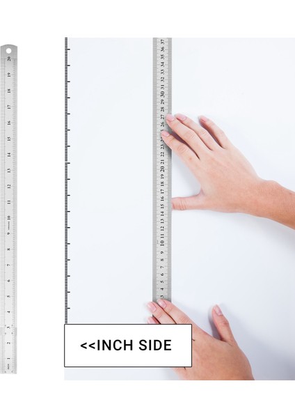 Sağ Yivli Paslanmaz Çelik Metrik Cetvel 50 cm Paslanmaz Metrik Cetvel (Yurt Dışından)