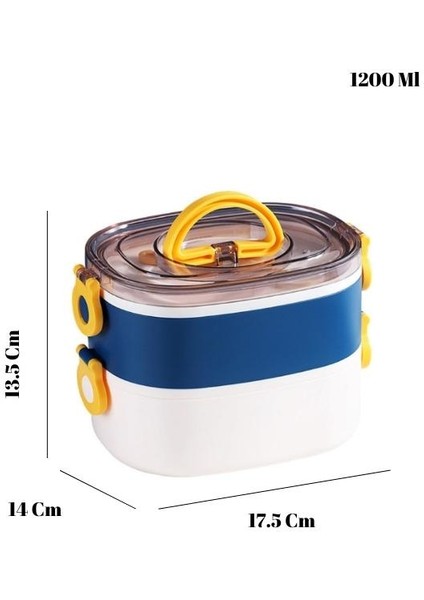 Portable Lunch Box Iki Katlı Paslanmaz Çelik Kolay Kilitlenir Sefer Tası – 1200 ml