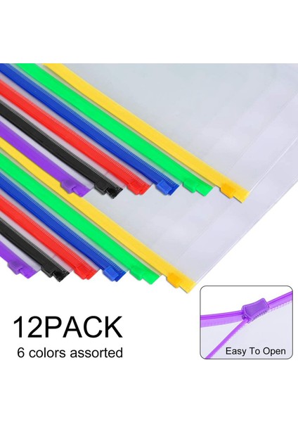 12 Adet Klasör Cepleri A5 Boyutu 6 Delik Fermuarlı Klasör Çantası Klasörleri 6 Halkalı Defter Bağlayıcı Gevşek Yaprak Çanta (Yurt Dışından)
