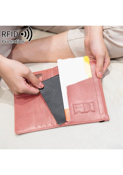 Parça Seyahat Cüzdanı Kart Tutucu Çok Fonksiyonlu Manyetikliği Giderme Rfid Belge Tutucu Pasaport Kitabı (Yurt Dışından)
