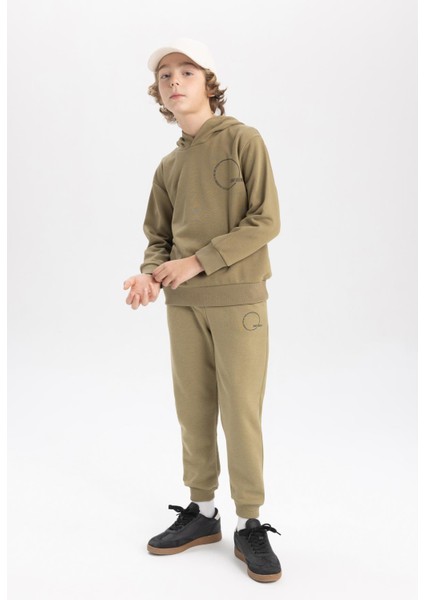 Erkek Çocuk Baskılı Beli Bağcıklı Lastikli Paça Cepli Jogger Eşofman Altı B8927A823CW