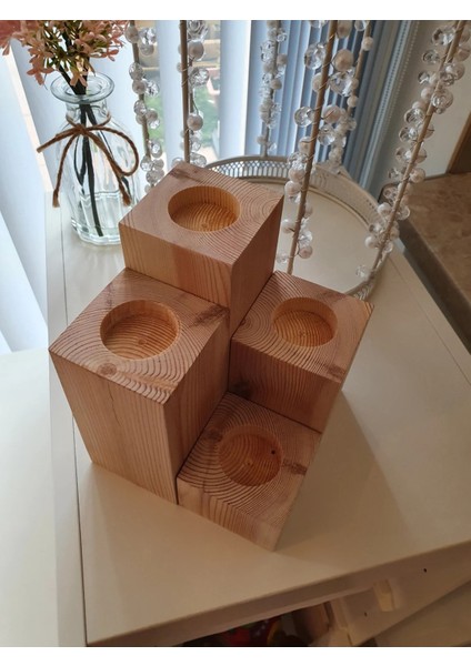 El Yapımı Rustik Tea Light Mumluk Seti 4'lü fırsatları