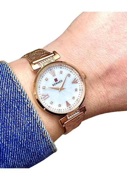 Su Geçirmez 2 Yıl Garantili Çelik Kordon Şık Kadın Kol Saati+Nazarlıklı Set fiyatları