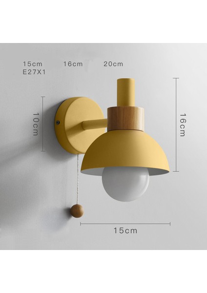 Oturma Odası Sundurma Koridor Lambası Iskandinav Minimalist Modern Yatak Odası Başucu Lambası Macaron Duvar Lambası (Sarı) (Yurt Dışından)