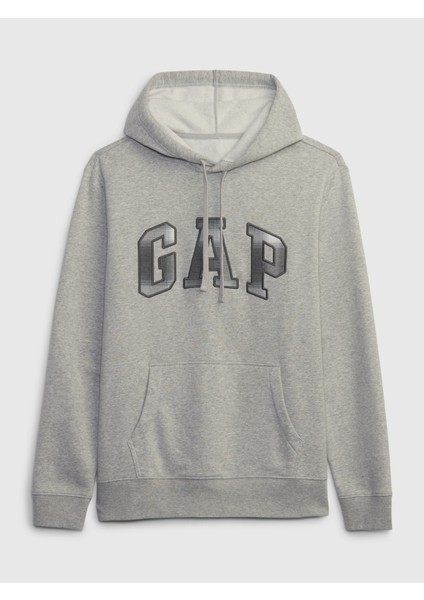 Erkek Gri Ekose Desenli Gap Arch Logo Sweatshirt