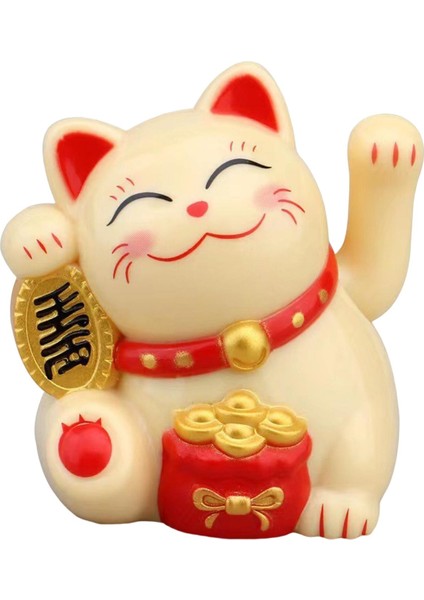 Güzel Şanslı Kedi Sallayarak Kol Ofis Raf Dekorasyonu Için Küçük Kedi Figürleri Sarı (Yurt Dışından)