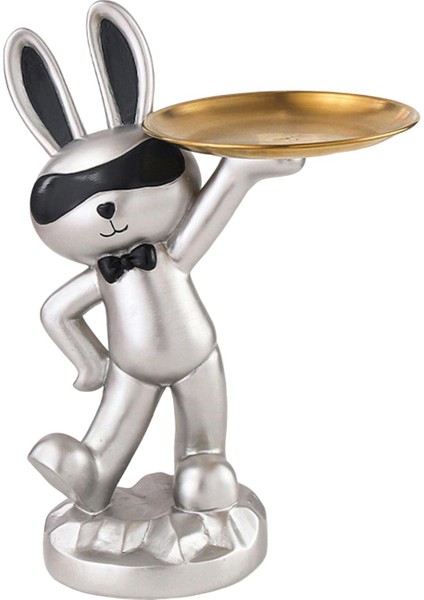 Tavşan Heykelcik Ekran Tutucu Takı Depolama Tepsisi Daire Dekor Için Argent (Yurt Dışından) fiyatları