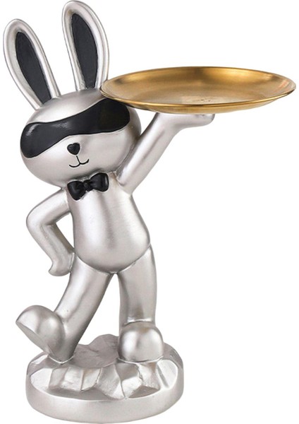 Tavşan Heykelcik Ekran Tutucu Takı Depolama Tepsisi Daire Dekor Için Argent (Yurt Dışından) modelleri