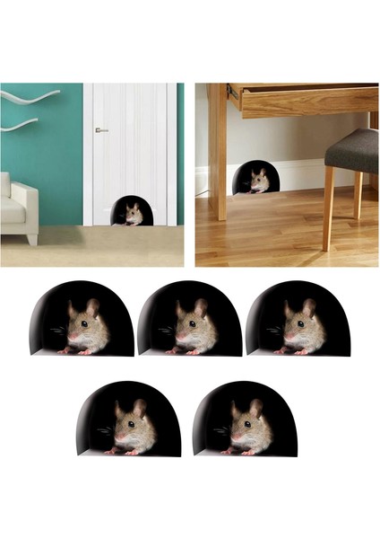 5 Paket 3D Karikatür Fareler Çıkartmaları Süpürgelik Oard B (Yurt Dışından)
