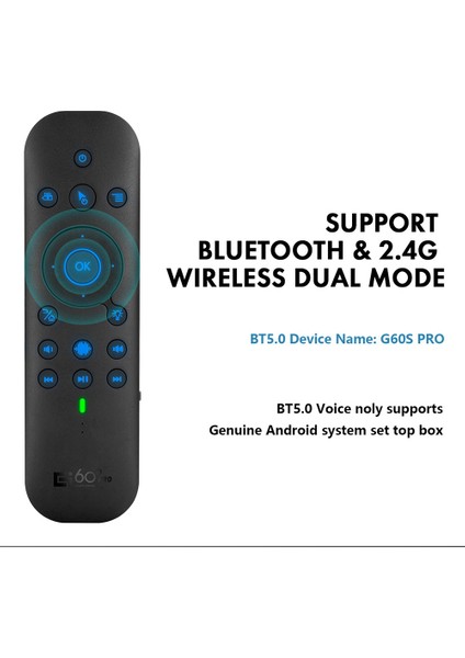G60S Pro Hava Ses Uzaktan Kumanda 2.4g Bluetooth Çift Modlu Uzaktan Bilgisayar Tv Kutusu Projektör Için (Yurt Dışından)