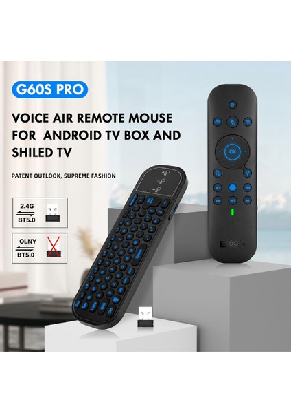 G60S Pro Hava Ses Uzaktan Kumanda 2.4g Bluetooth Çift Modlu Uzaktan Bilgisayar Tv Kutusu Projektör Için (Yurt Dışından)