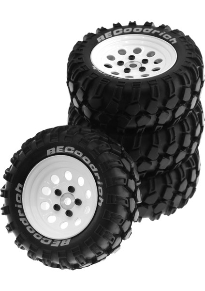 4 Adet 93MM Metal 1.9 Inç Beadlock Jant Lastik Lastik Seti 1/10 Rc Paletli Araba, 10 Delik 12MM Adaptör, Beyaz (Yurt Dışından)