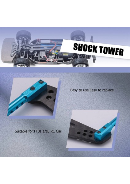 TT01 Tt-01 1/10 Rc Araba Yükseltme Parçaları Için Gövde Direkleri ile Karbon Fiber Ön ve Arka Şok Kulesi (Yurt Dışından)