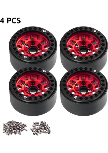 4 Adet 1.9 Metal Beadlock Tekerlek Göbeği Jant 1/10 Rc Paletli Eksenel SCX10 90046 AXI03007 Trx4 Redcat D90, Kırmızı (Yurt Dışından)
