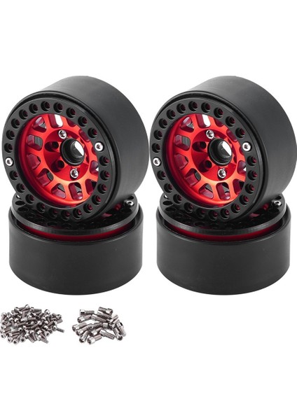 4 Adet 1.9 Metal Beadlock Tekerlek Göbeği Jant 1/10 Rc Paletli Eksenel SCX10 90046 AXI03007 Trx4 Redcat D90, Kırmızı (Yurt Dışından)