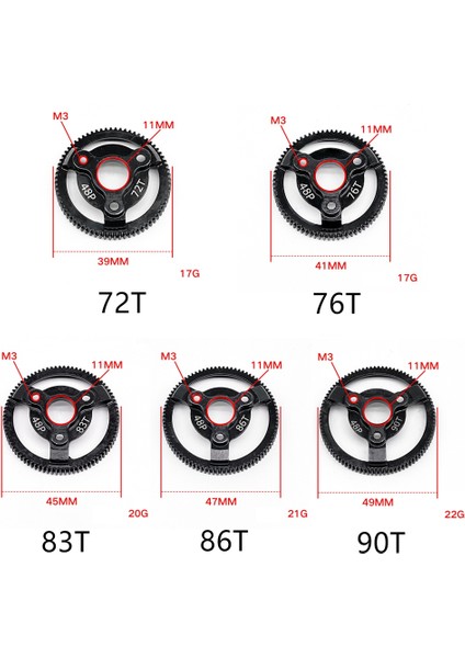 Slash 2WD Vxl Bandit Stampede Drag Slash Yükseltme Parçaları Için Sertleştirilmiş Çelik 48P Düz Dişli, 86T (Yurt Dışından)