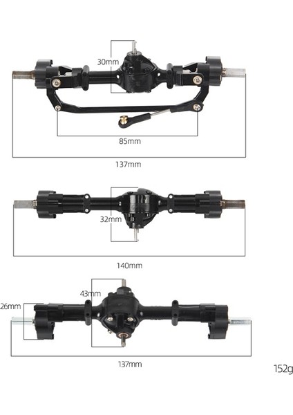3 Adet Ön Orta Arka Portal Aks Seti B16 B36 6x6 6WD 1/16 Rc Araba Yükseltme Parçaları Aksesuarları (Yurt Dışından)