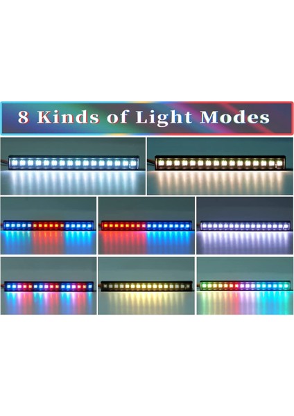 Metal 16 LED 8 Modları Tavan Işık Çubuğu Tavan Lambası TRX4M Trx4-M 1/18 Rc Paletli Araba Yükseltme Parçaları (Yurt Dışından)