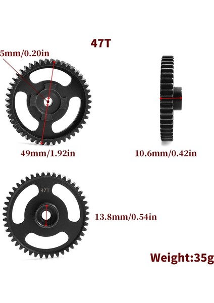Sertleştirilmiş Çelik 47 T Düz Dişli Ana Dişli 76937 76939 77127 x 4.6 5.9 1/8 Rc Araba Yükseltme Parçaları (Yurt Dışından)