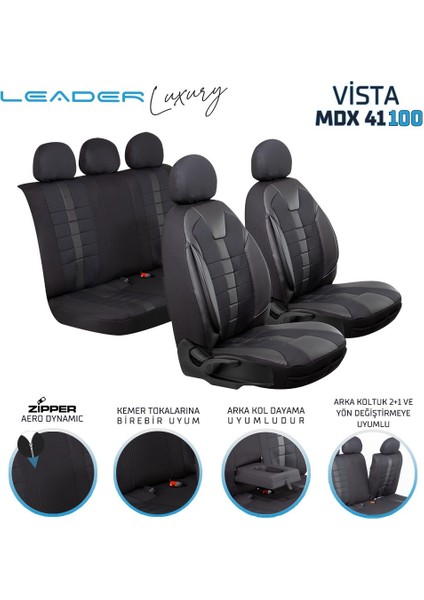 Fresh Start Ford Focus 1 Uyumlu Lüx Deri Detaylı Oto Koltuk Kılıfı Ön Arka Takım Vista Serisi Siyah Fs fiyatları