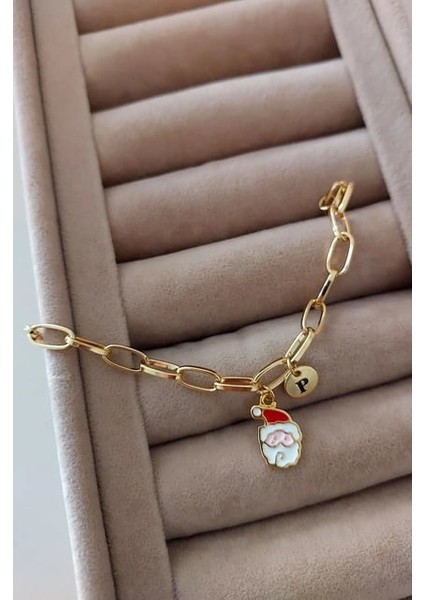 Kadın Yılbaşı Christmas Temalı Harf Detaylı Bileklik