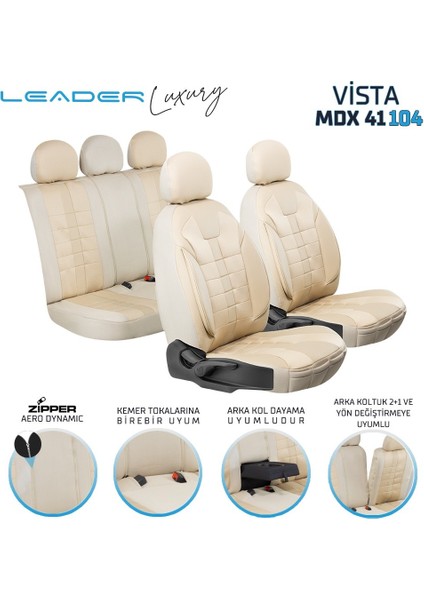 Fresh Start Toyota Land Crusier Uyumlu Lüx Deri Detaylı Oto Koltuk Kılıfı Ön Arka Takım Vista Serisi Bej Fs fiyatları