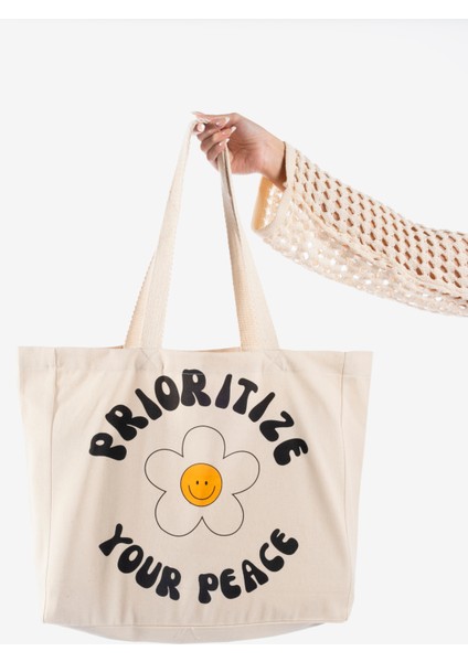 "peace" Canvas Tote Omuz ve Plaj Çantası modelleri