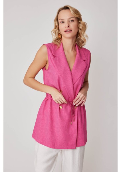 Beli Bağlamalı Gold Düğme Detaylı Yelek modelleri