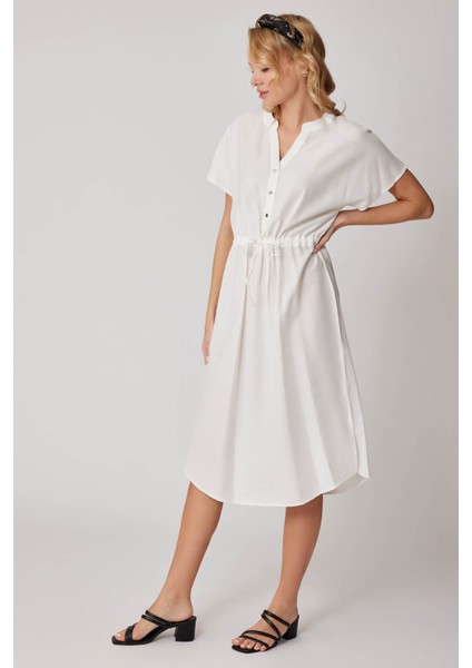 Belden Büzmeli Kısa Kol Rahat Elbise fiyatları