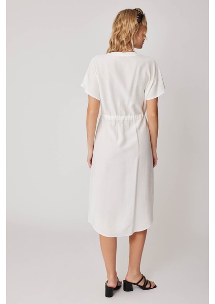 Belden Büzmeli Kısa Kol Rahat Elbise indirimleri