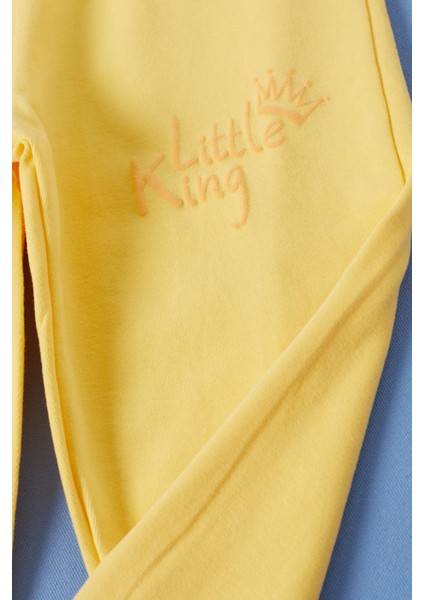 Damla Bebe Sarı Little King Baskı Erkek Bebek Takım 17314