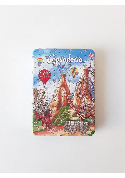 Şık Desenli, Taşlı, Çift Taraflı,dikdörtgen İNCE(6,50X8,50 Cm) Cep, Çanta, Makyaj Aynası