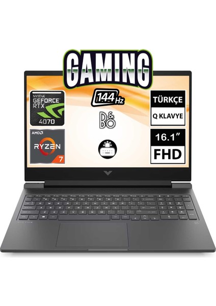 Victus 16-S0005NT 7Z4Q7EA03 Ryzen7 7840HS 32GB 2tbssd RTX4070 16.1" Fullhd Freedos Taşınabilir Bilgisayar