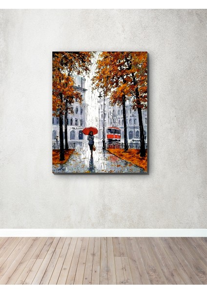 Kırmızı Şemsiyeli Kadın Kanvas Tablo Minimalist, Dekoratif, Soyut, Modern fiyatları