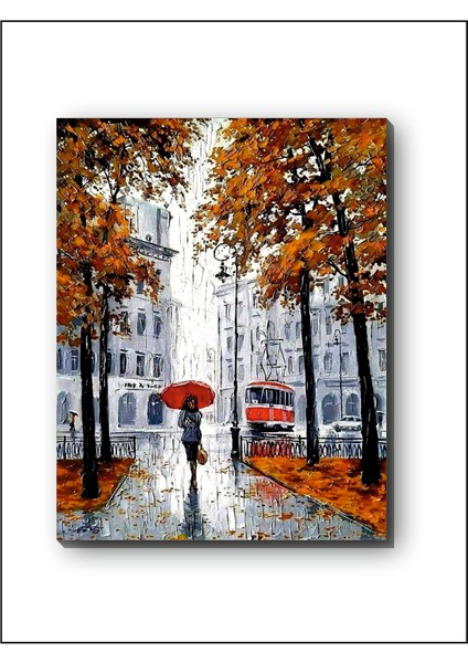 Kırmızı Şemsiyeli Kadın Kanvas Tablo Minimalist, Dekoratif, Soyut, Modern modelleri