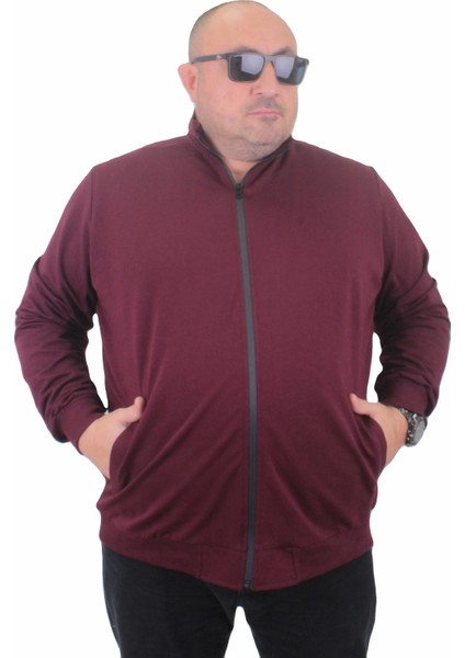 Mocgrande Büyük Beden Basic Mevsimlik Fermuarlı Sweatshirt 22750 Murdum