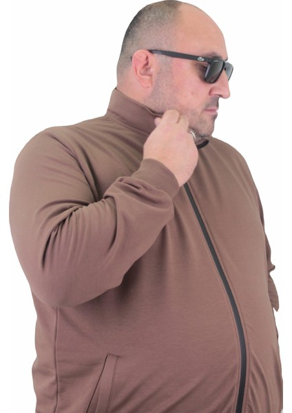 Mocgrande Büyük Beden Basic Mevsimlik Fermuarlı Sweatshirt 22750 Taba fiyatları