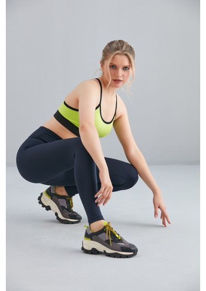 Kadın Lacivert Içi Polarlı Lastikli Şardonlu Fitilli Toparlayıcı Interlok Kışlık Örme Tayt fırsatları