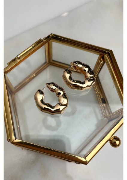 Kıvrımlı Oval Plaka Halka Küpe (Iç Çapı:1 Cm)