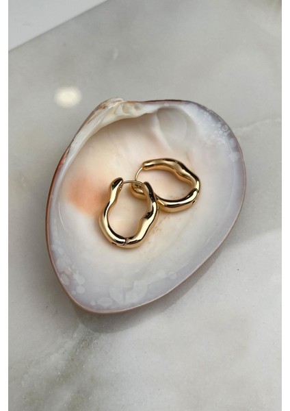 Kıvrımlı Oval Plaka Halka Küpe(Iç Çapı:1cm)