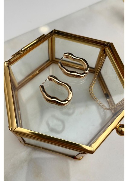Kıvrımlı Oval Plaka Halka Küpe(Iç Çapı:1cm) fiyatları