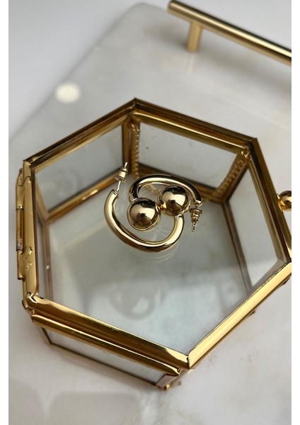 Top Detaylı C Model Halka Küpe(Iç Çapı:2cm)